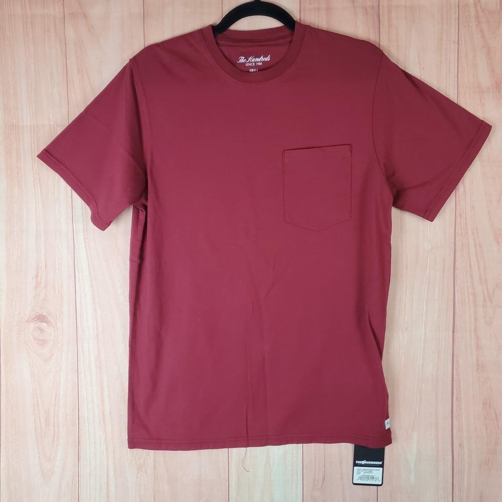 The‎ Hundreds Perfect Pocket T Shirt Mens Small Burgundy Cotton Logo Outdoor